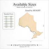 Size reference chart for Ontario Province