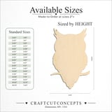 Size reference chart for OWL FRONT PERCHED