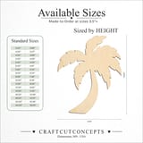 Size reference chart for PALM TREE COMPACT