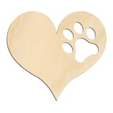 Laser-cut baltic birch silhouette of PAW PRINT HEART