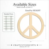 Size reference chart for PEACE SYMBOL