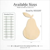 Size reference chart for PEAR FRUIT WITH LEAF