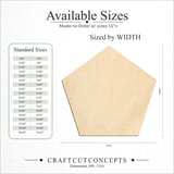 Size reference chart for Pentagon