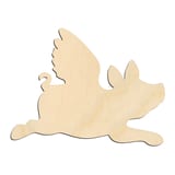 Laser-cut baltic birch silhouette of FLYING PIG