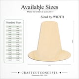 Size reference chart for Pilgrim Hat
