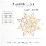 Size reference chart for POINTED TIP SNOWFLAKE