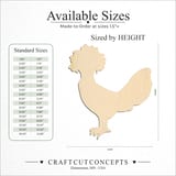 Size reference chart for POLISH CHICKEN