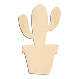 Laser-cut baltic birch silhouette of POTTED CACTUS ROUNDED ARMS