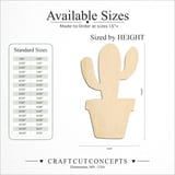 Size reference chart for POTTED CACTUS ROUNDED ARMS