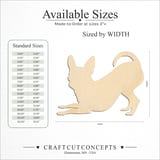 Size reference chart for POUNCING CHIHUAHUA SILHOUETTE