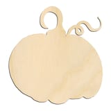 Laser-cut baltic birch silhouette of Pumpkin with Curled Vine Stem