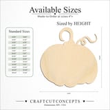 Size reference chart for Pumpkin with Curled Vine Stem