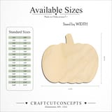 Size reference chart for Pumpkin Wide Flat Top