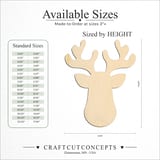 Size reference chart for REINDEER HEAD FRONT ROUNDED ANTLERS