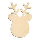 Laser-cut baltic birch silhouette of REINDEER HEAD FRONT TALL ANTLERS