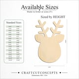 Size reference chart for REINDEER HEAD FRONT TALL ANTLERS