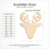 Size reference chart for REINDEER HEAD FRONT