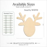 Size reference chart for REINDEER HEAD FRONT BRANCH ANTLERS