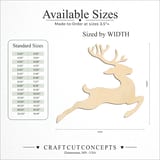 Size reference chart for REINDEER LEAPING SILHOUETTE