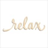 Laser-cut baltic birch silhouette of RELAX SCRIPT