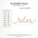 Size reference chart for RELAX SCRIPT