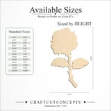 Size reference chart for Rose with Stem