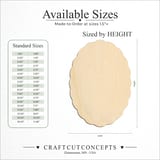 Size reference chart for ROUGH SCALLOPED OVAL