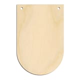 Laser-cut baltic birch silhouette of ROUNDED BANNER LONG RIVETED