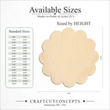 Size reference chart for ROUNDED SCALLOP FLOWER