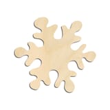 Laser-cut baltic birch silhouette of ROUNDED SIX POINT SNOWFLAKE
