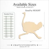 Size reference chart for Running Ostrich