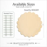 Size reference chart for SCALLOPED CIRCLE