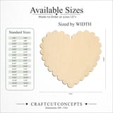Size reference chart for SCALLOPED HEART