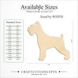 Size reference chart for SCHNAUZER DOG
