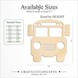 Size reference chart for SCHOOL BUS FRONT DETAILS