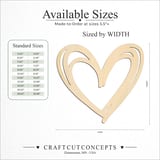Size reference chart for SCRIBBLE HEART