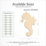 Size reference chart for SEA HORSE FINNED