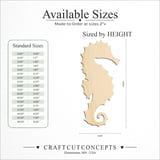 Size reference chart for SEA HORSE SPINED