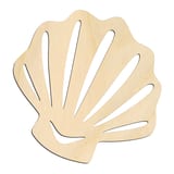 Laser-cut baltic birch silhouette of SEA SHELL CLAM SCALLOPED RIBBED DETAILS
