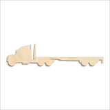 Laser-cut baltic birch silhouette of SEMI TRUCK WITH FLAT TRAILER