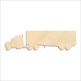 Laser-cut baltic birch silhouette of SEMI TRUCK WITH TRAILER