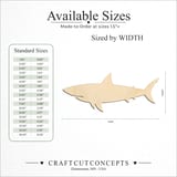 Size reference chart for BROAD SHARK SILHOUETTE