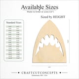 Size reference chart for SHARK MOUTH