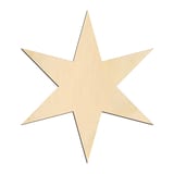 Laser-cut baltic birch silhouette of SHARP 6 POINT STAR