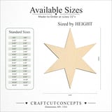 Size reference chart for SHARP 6 POINT STAR