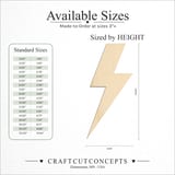 Size reference chart for SHORT LIGHTNING BOLT