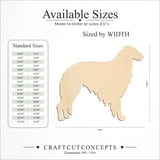 Size reference chart for SHOW DOG BORZOI