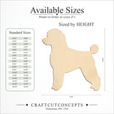 Size reference chart for SHOW DOG WALKING POODLE SILHOUETTE