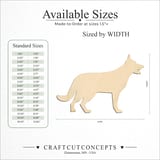 Size reference chart for Show German Shepherd