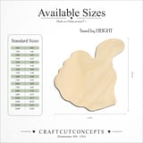 Size reference chart for SIGN LANGUAGE BIG THUMBS UP